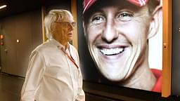 Bernie ECCLESTONE GBR,Formel 1 Gruender), geht an einem Portraet,Bild von Michael Schumacher vorbei. Formel 1:GP von Oesterreich, Red Bull Ring Zeltweg,Spielberg,Saison 2017,am 08.07.2017.