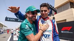 March 5, 2023, Sakhir, Bahrain: Gabriel Bortoleto and Fernando Alonso after the Formula 3 feature race at Bahrain International Circuit on March 5, 2023 in Sakhir, Bahrain. Sakhir Bahrain