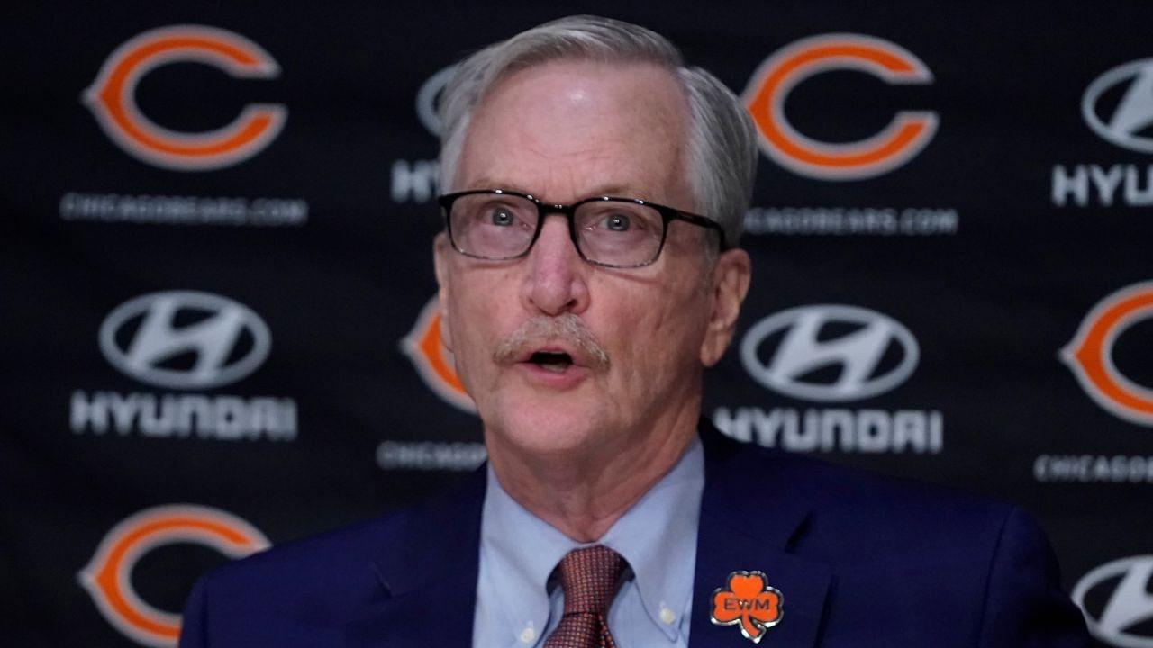 Chicago Bears Chairman George McCaskey speaks at a Press Conference to introduce new Chicago Bears-Head Coach Matt Eberflus and General Manager Ryan Poles