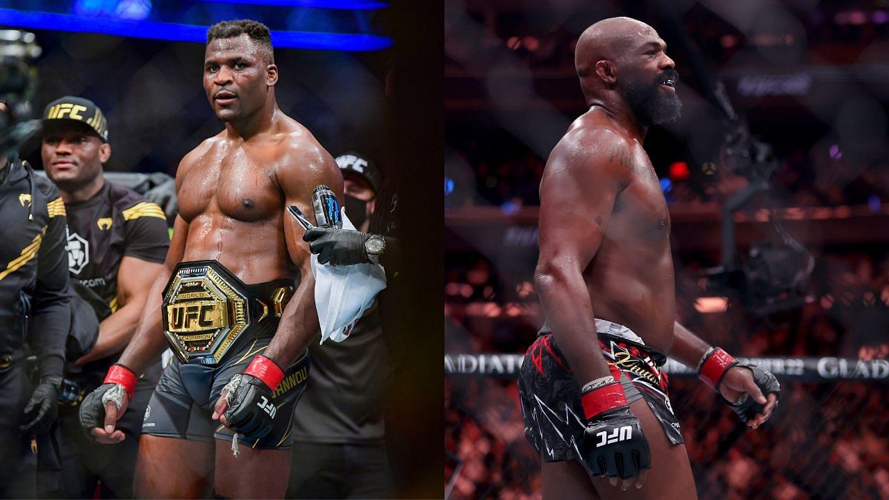 Francis Ngannou (L), Jon Jones (R)