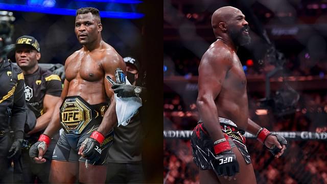 Francis Ngannou (L), Jon Jones (R)