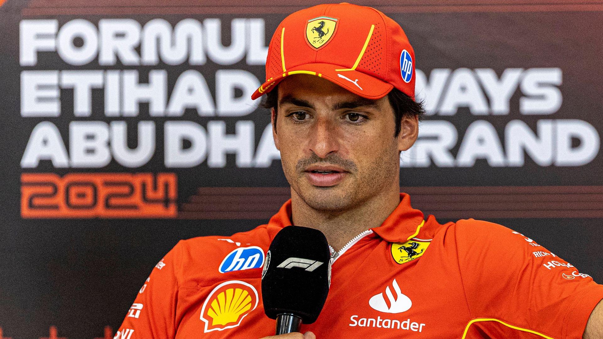 Carlos Sainz of Spain and Ferrari attends the Drivers Press Conference during previews ahead of the F1 Grand Prix of Abu Dhabi at Yas Marina Circuit