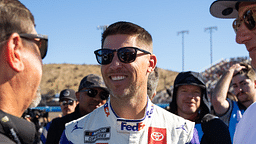 NASCAR Cup Series driver Denny Hamlin (left) with 23XI Racing president Steve Lauletta during the NASCAR Cup Series Championship race at Phoenix Raceway.