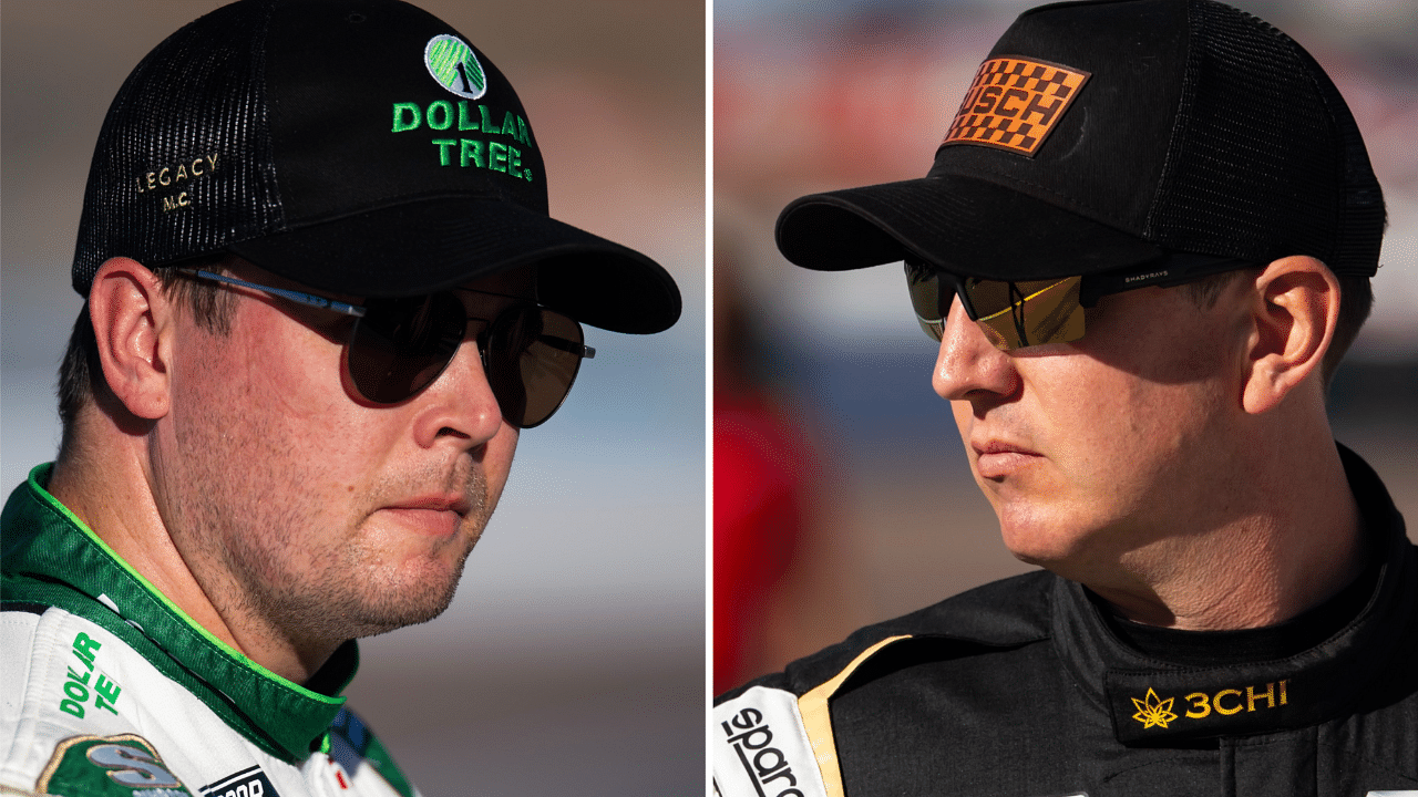 (L-R) NASCAR Cup Series drivers Erik Jones and Kyle Busch.