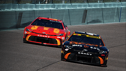 NASCAR Cup Series driver Tyler Reddick (45) leads NASCAR Cup Series driver Bubba Wallace (23) during the Straight Talk Wireless 400 at Homestead-Miami Speedway.