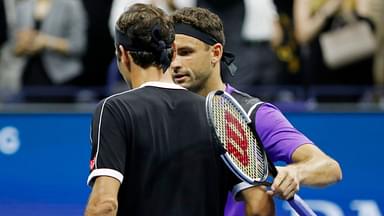 Roger Federer (L) and Grigor Dimitrov (R)