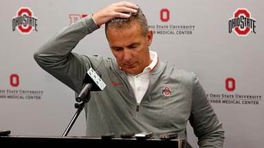 Ohio State football head coach Urban Meyer talks to the media for the first time since returning from his three-game suspension