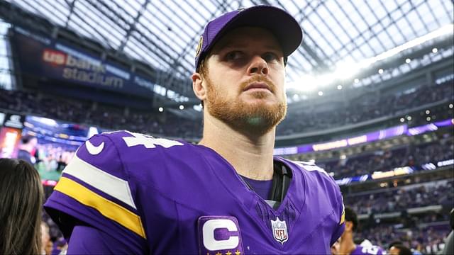 Minnesota Vikings quarterback Sam Darnold (14) looks on after the game against the Atlanta Falcons at U.S. Bank Stadium.