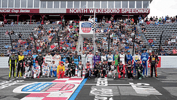 NASCAR drivers recreate a photo from 1996 at North Wilkesboro Speedway when the track closed.