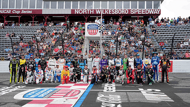 NASCAR drivers recreate a photo from 1996 at North Wilkesboro Speedway when the track closed.