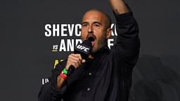 UFC play-by-play commentator Jon Anik introduces the fighters during weigh-ins for UFC 261 at VyStar Veterans Memorial Arena.