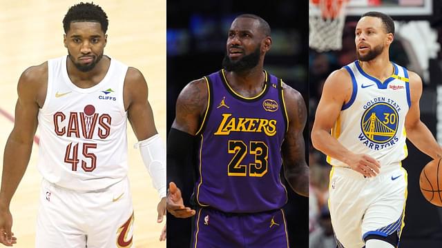 Donovan Mitchell (L), LeBron James (C), and Stephen Curry (R)