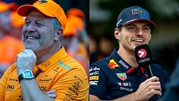 Zak Brown (L) and Max Verstappen (R)