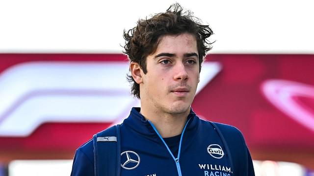 Argentinian driver Franco Colapinto of Williams arrives at the paddock ahead of the Sprint race at the Lusail International Circuit racetrack