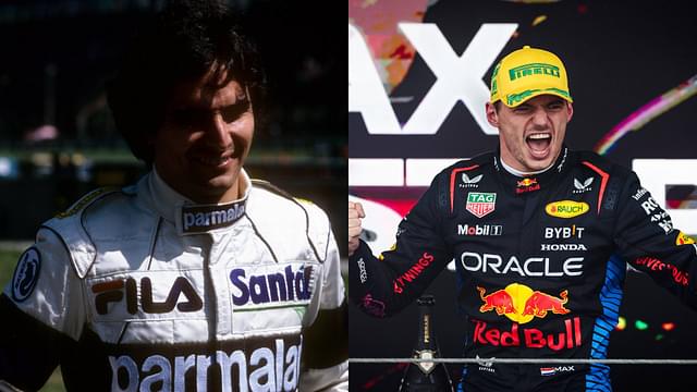 Nelson Piquet (L) and Max Verstappen (R)