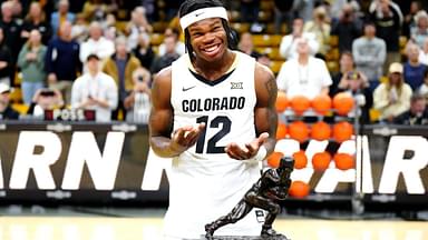 Colorado Buffaloes Heisman trophy winner Travis Hunter before the game against the Bellarmine Knights at CU Events Center.