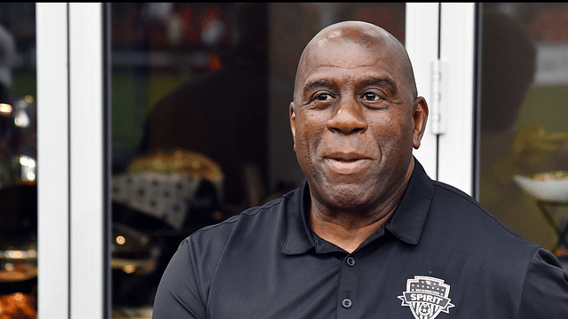 Washington Commanders owner Magic Johnson before the game against Portland Thorns FC at Audi Field.