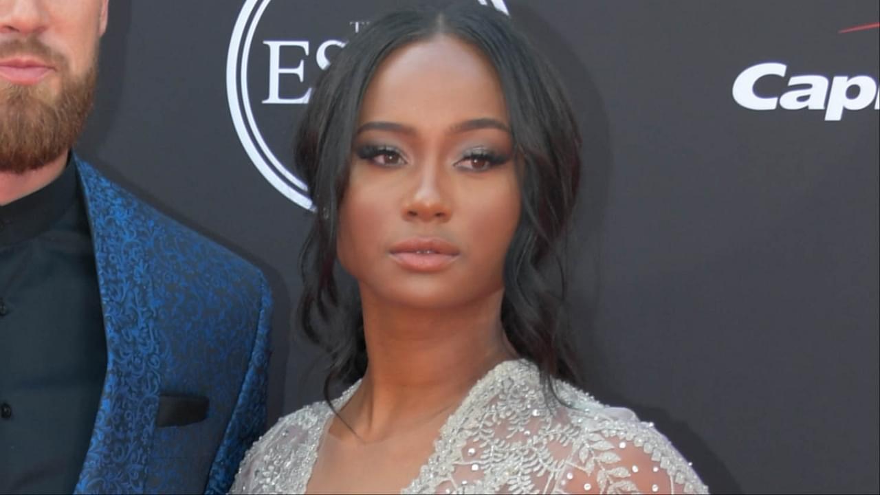 Kansas City Chiefs tight end Travis Kelce and Kayla Nicole arrive for the 2018 ESPYS at Microsoft Theatre.