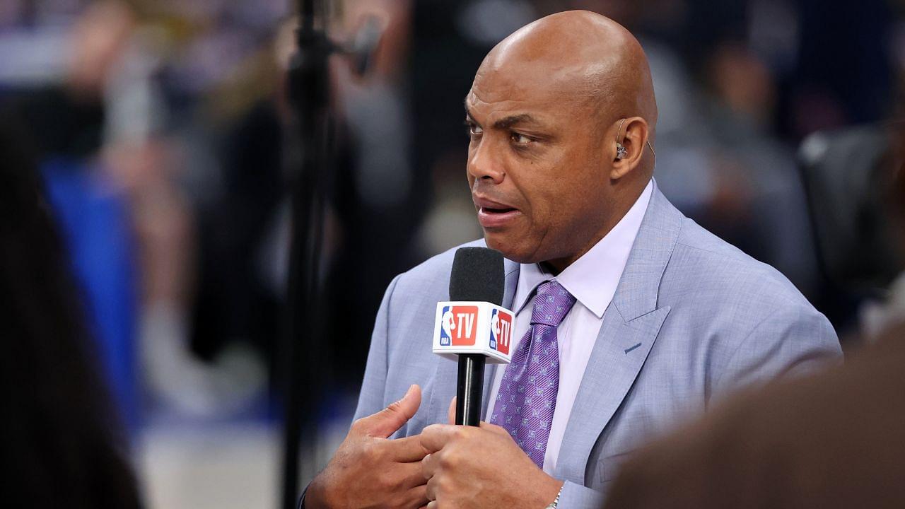 NBA TV analyst Charles Barkley talks on set before game three of the 2024 NBA Finals between the Boston Celtics and the Dallas Mavericks at American Airlines Center