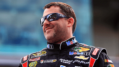 NASCAR Sprint Cup Series driver Tony Stewart during drivers introductions prior to the Samuel Deeds 400 at the Indianapolis Motor Speedway.