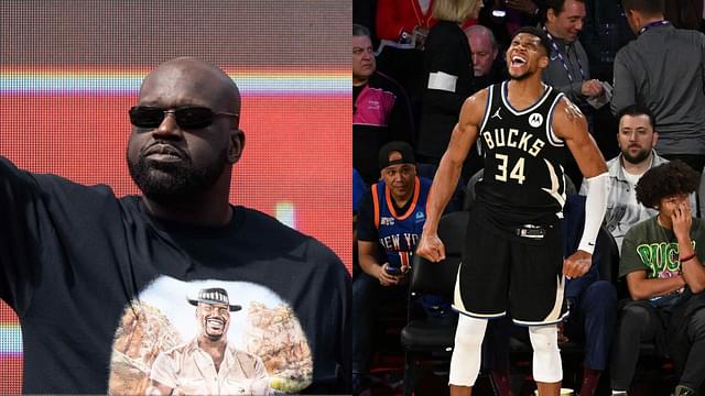 Shaquille O'Neal(L) and Giannis Antetokounmpo(R)