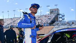 Oct 19, 2024; Las Vegas, Nevada, USA; NASCAR Cup Series driver Kyle Larson (5) during qualifying for the South Point 400 at Las Vegas Motor Speedway. Mandatory Credit: Gary A. Vasquez-Imagn Images