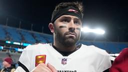 Tampa Bay Buccaneers quarterback Baker Mayfield (6) leaves the field after the game at Bank of America Stadium.