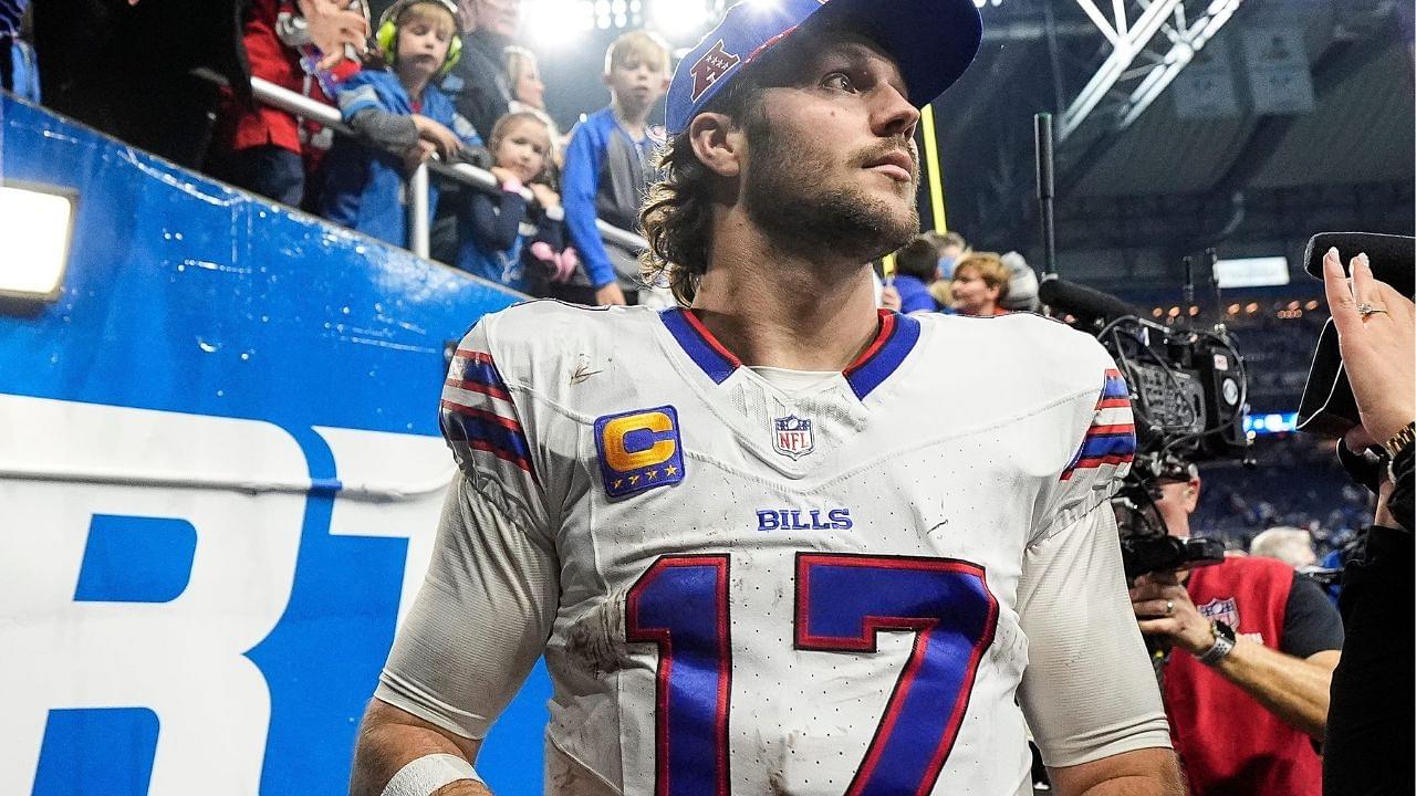 Buffalo Bills quarterback Josh Allen exits the field after 48-42 win over Detroit Lions at Ford Field in Detroit on Sunday, Dec. 15, 2024.