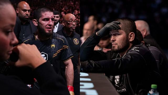 Islam Makhachev (L), Khabib Nurmagomedov (R)