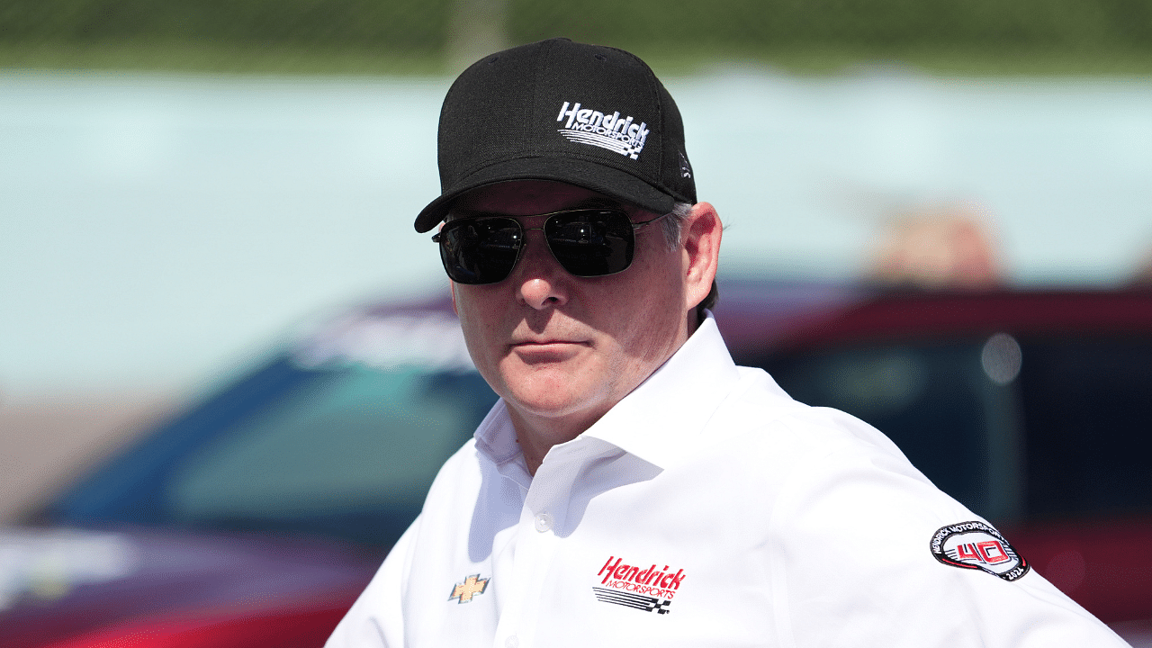 Hendrick Motorsports vice chairman Jeff Gordon stands on pit road prior to the Straight Talk Wireless 400 at Homestead-Miami Speedway.