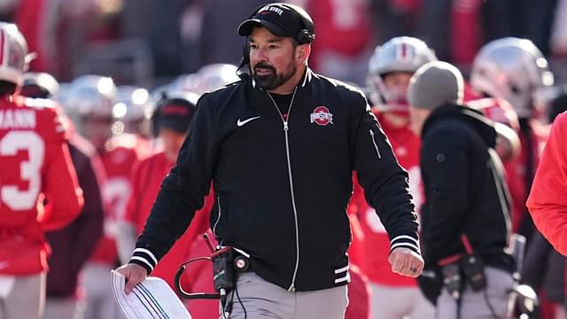 Ohio State Buckeyes head coach Ryan Day walks the sideline during the second half of the NCAA football game against the Michigan Wolverines at Ohio Stadium in Columbus on Saturday, Nov. 30, 2024. Michigan won 13-10.