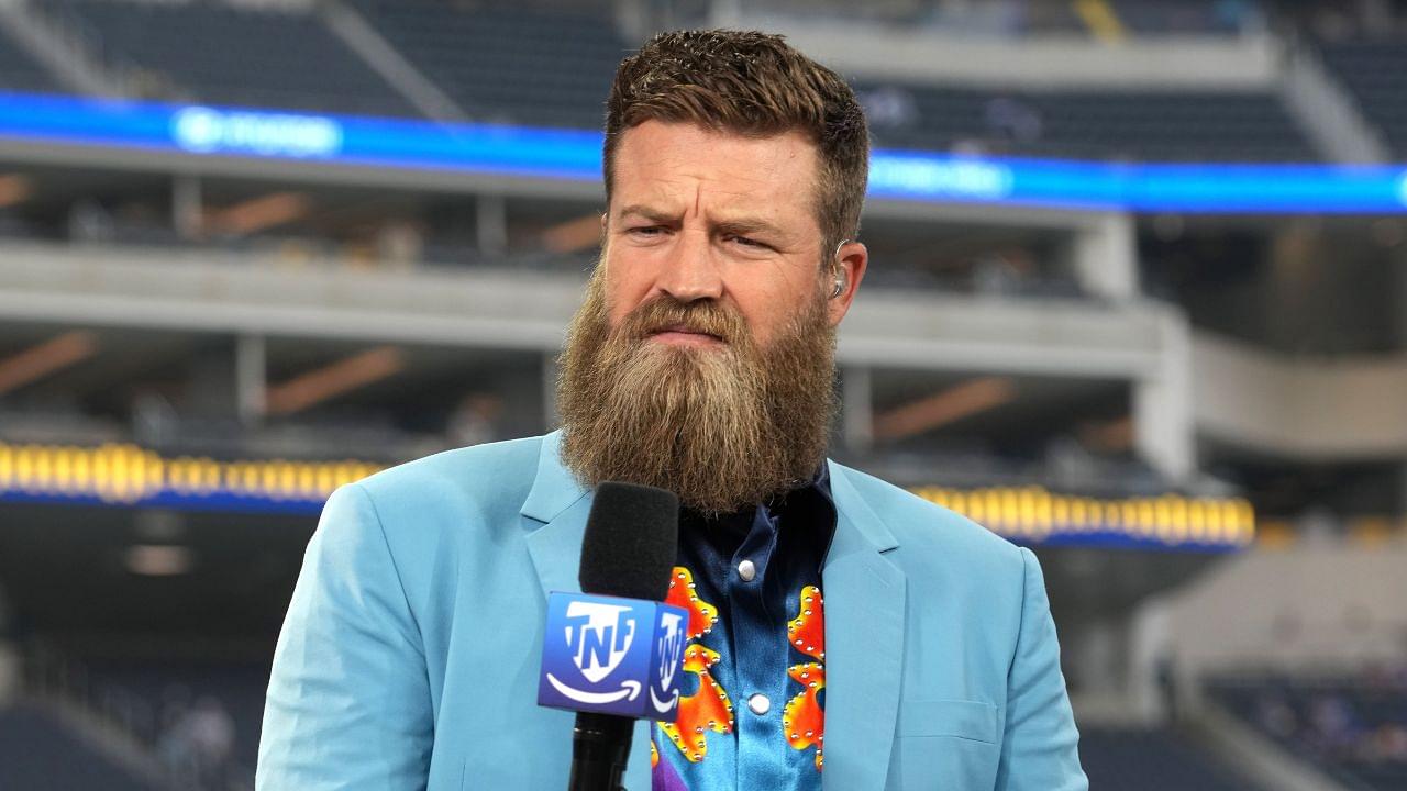 Ryan Fitzpatrick on the Thursday Night Football Tonight set at SoFi Stadium.