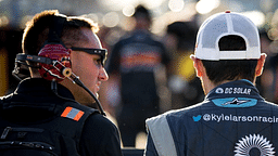 (L-R) 23XI Racing engineer JR Houston with NASCAR Cup Series driver Kyle Larson.