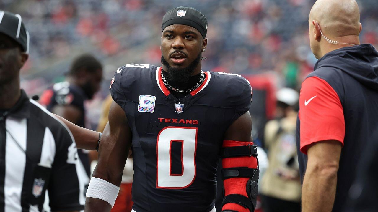 Houston Texans linebacker Azeez Al-Shaair (0) during the game against the Jacksonville Jaguars at NRG Stadium.