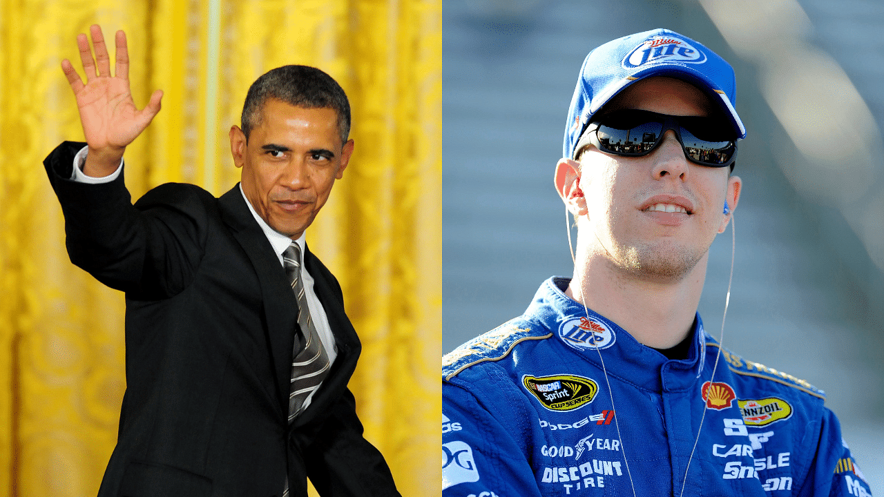 Barack Obama (L) and Brad Keselowski (R)