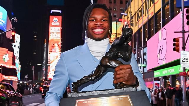 Colorado Buffaloes wide receiver/cornerback Travis Hunter after winning the 2024 Heisman Trophy.