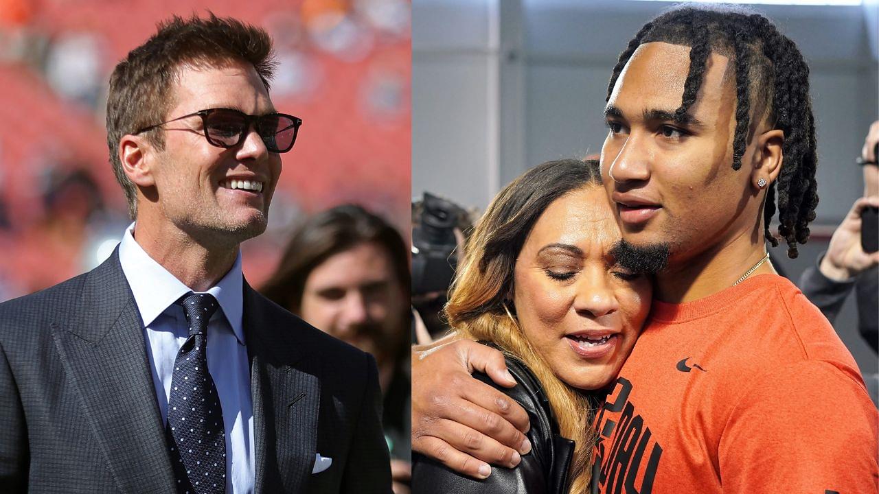 Tom Brady [Left]; CJ Stroud with mother Kim [Right]