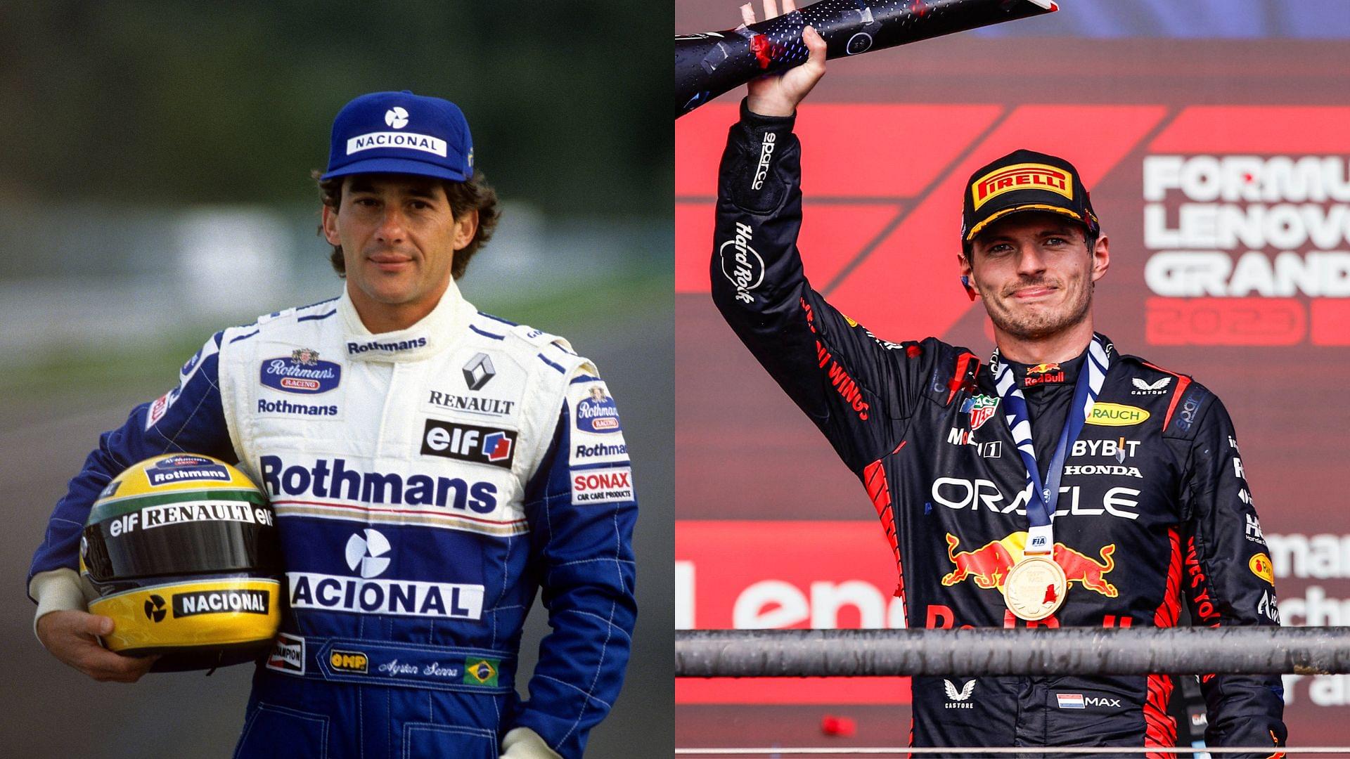 Ayrton Senna (L) and Max Verstappen (R)