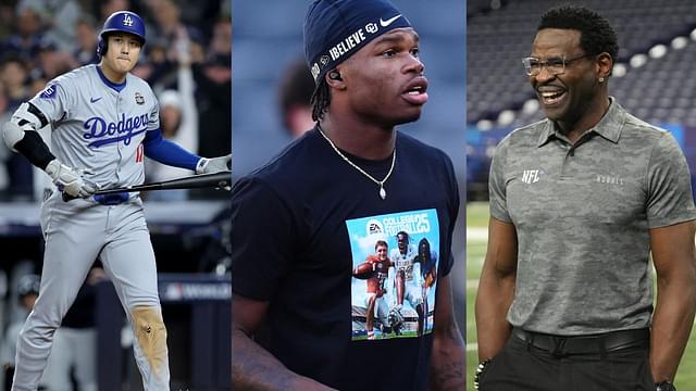 Shohei Ohtani [Left]; Travis Hunter [Center]; Michael Irvin [Right]