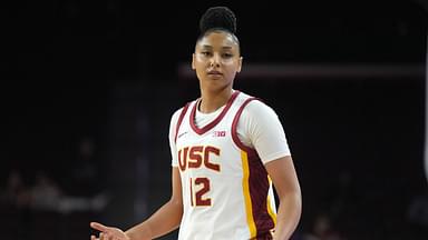 Southern California Trojans guard JuJu Watkins (12) reacts in the second half against the Fresno State Bulldogs at Galen Center. USC defeated Fresno State 89-40.