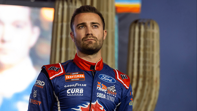 Nov 8, 2024; Avondale, Arizona, USA; NASCAR Truck Series driver Ty Majeski during the NASCAR Truck Series championship race at Phoenix Raceway. Mandatory Credit: Mark J. Rebilas-Imagn Images