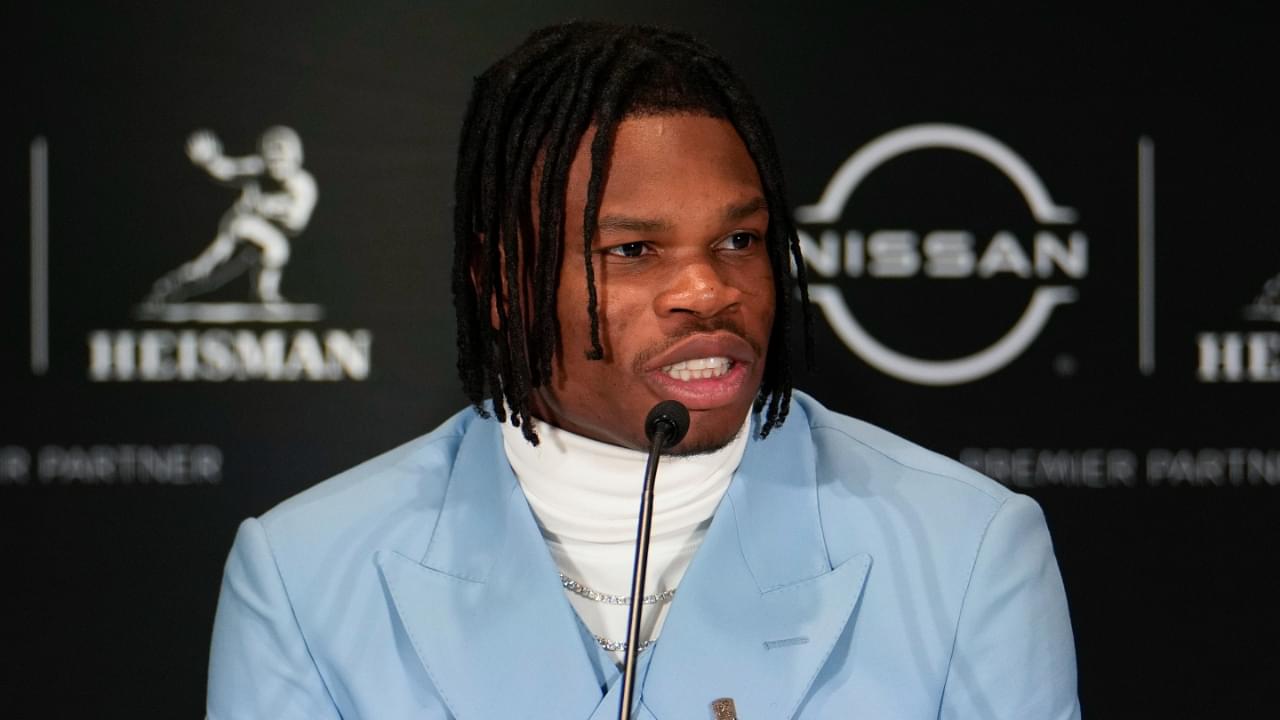 Dec 14, 2024; New York, NY, USA; Colorado Buffaloes wide receiver/cornerback Travis Hunter speaks on stage during a press conference before the 2024 Heisman Trophy Presentation.