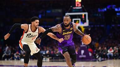 Los Angeles Lakers forward LeBron James (23) moves the ball against Detroit Pistons forward Tobias Harris (12) during the second half at Crypto.com Arena