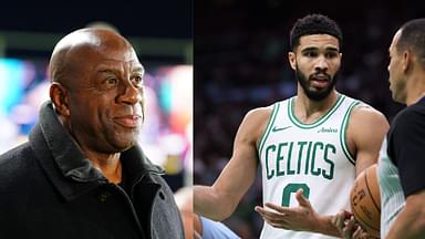 Magic Johnson (L) and Jayson Tatum (R)