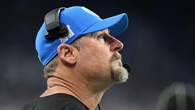 Detroit, Michigan, USA; Detroit Lions head coach Dan Campbell looks at the scoreboard during their game against the Chicago Bears in the fourth quarter at Ford Field.