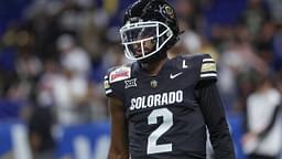 Colorado Buffaloes quarterback Shedeur Sanders (2) warms up before the game against the Brigham Young Cougars at Alamodome.