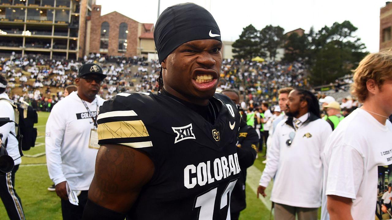 Colorado Buffaloes wide receiver Travis Hunter (12) walks off the field before the game against the Baylor Bears at Folsom Field.