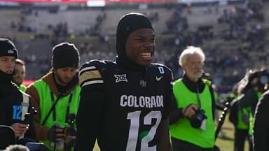 Colorado Buffaloes wide receiver Travis Hunter (12) reacts following the win against the Oklahoma State Cowboys at Folsom Field.