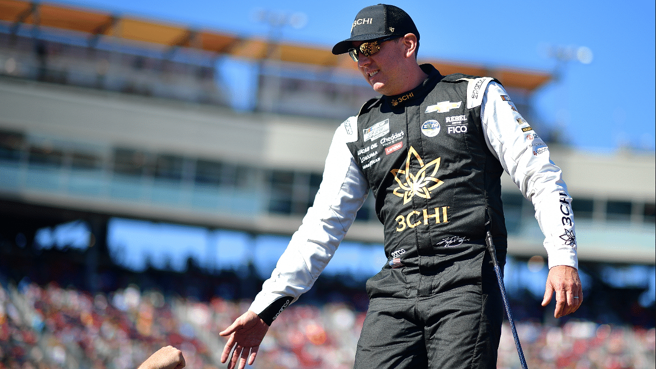 NASCAR Cup Series driver Kyle Busch (8) is introduced before the Cup Series championship race at Phoenix Raceway.