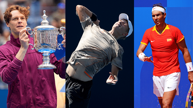 Jannik Sinner (L), Martin Landaluce (C) and Rafael Nadal (R)